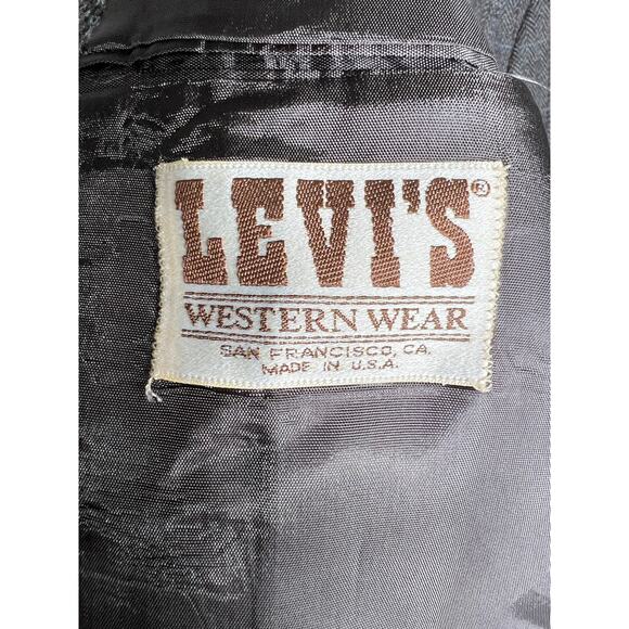 Levis 40L Vintage 70s Western Tweed Blazer 2 Button Herringbone Jacket Gray - Picture 5 of 9